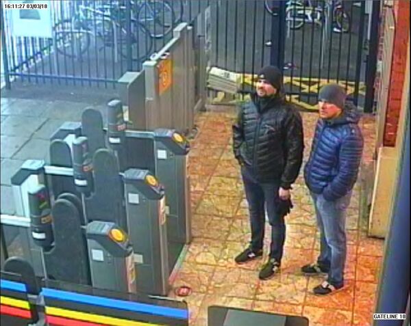 Alexander Petrov and Ruslan Boshirov, who were formally accused of attempting to murder former Russian intelligence officer Sergei Skripal and his daughter Yulia in Salisbury, are seen on CCTV at Salisbury Station on March 3, 2018 in an image handed out by the Metropolitan Police in London, Britain September 5, 2018 Alexander Petrov and Ruslan Boshirov, who were formally accused of attempting to murder former Russian intelligence officer Sergei Skripal and his daughter Yulia in Salisbury, are seen on CCTV at Salisbury Station on March 3, 2018 in an image handed out by the Metropolitan Police in London, Britain September 5, 2018 - Sputnik International