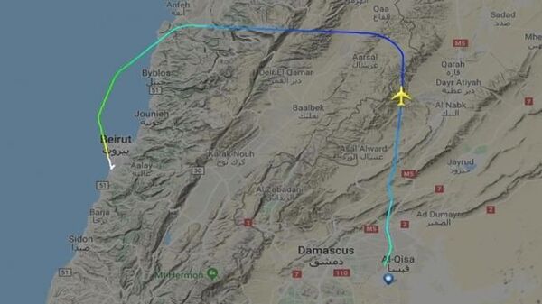 One plane's route showing that it passed over northern Lebanon after a brief layover in Damascus - Sputnik International