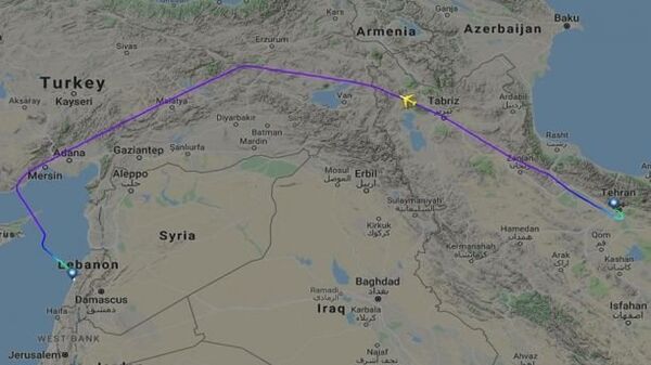 Another is shown flying directly from Tehran to Beirut, avoiding Syria altogether. - Sputnik International