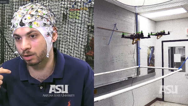 Researchers in the Human-Oriented Robotics and Control Lab at the University of Arizona demonstrate a single user flying three drones using a brain-computer interface - Sputnik International