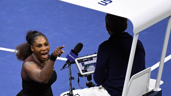 Sep 8, 2018; New York, NY, USA; Serena Williams of the United States yells at chair umpire Carlos Ramos in the women's final against Naomi Osaka of Japan on day thirteen of the 2018 U.S. Open tennis tournament at USTA Billie Jean King National Tennis Center. - Sputnik International