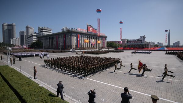 Korean People's Army (KPA) soldiers march during a military parade on Kim Il Sung square in Pyongyang - Sputnik International