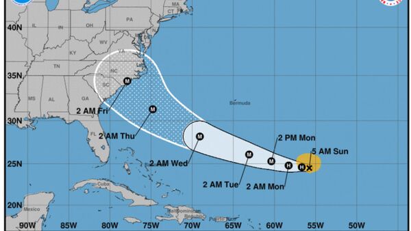 Hurricane Florence tracking toward US East Coast Sept. 9, 2018 - Sputnik International