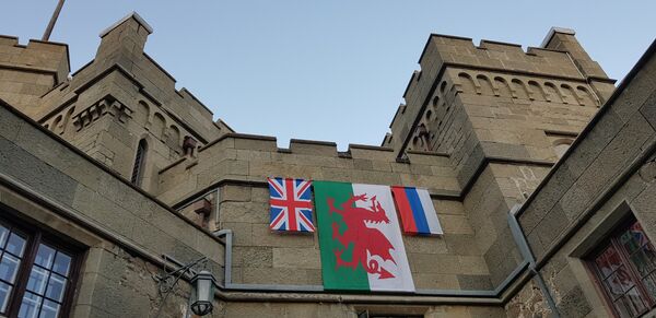 British, Welsh and Russian flags at the Vorontsov Palace, an historic palace situated at the foot of the Crimean Mountains British, Welsh and Russian flags at the Vorontsov Palace, an historic palace situated at the foot of the Crimean Mountains - Sputnik International