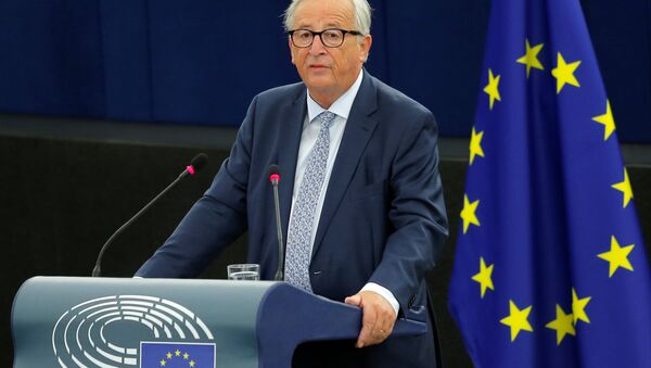 European Commission President Jean-Claude Juncker delivers a speech during a debate on The State of the European Union at the European Parliament in Strasbourg, France, September 12, 2018 - Sputnik International