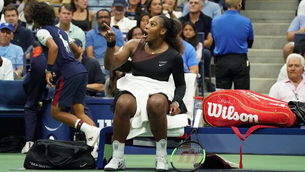 Serena Williams of the US reacts against Naomi Osaka of Japan during their Women's Singles Finals match at the 2018 US Open at the USTA Billie Jean King National Tennis Center in New York on September 8, 2018 - Sputnik International