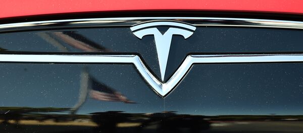 An American flag is reflected in the grill of a Tesla Model S An American flag is reflected in the grill of a Tesla Model S - Sputnik International