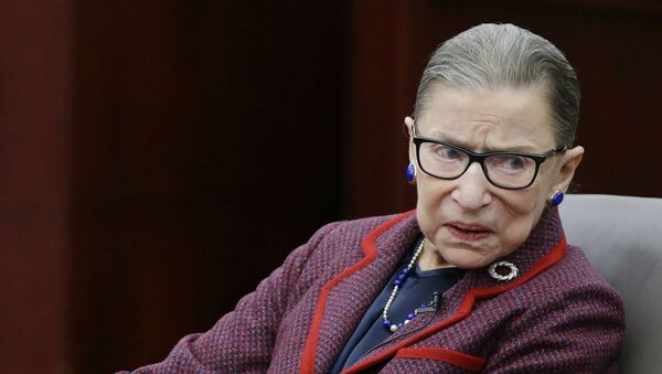 Supreme Court Justice Ruth Bader Ginsburg participates in a fireside chat in the Bruce M. Selya Appellate Courtroom at the Roger William University Law School Tuesday, Jan. 30, 2018, in Bristol, R.I. - Sputnik International
