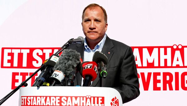 Sweden's Prime Minister and Social Democratic party leader Stefan Lofven speaks during the election campaign in Stockholm, Sweden September 8, 2018 - Sputnik International