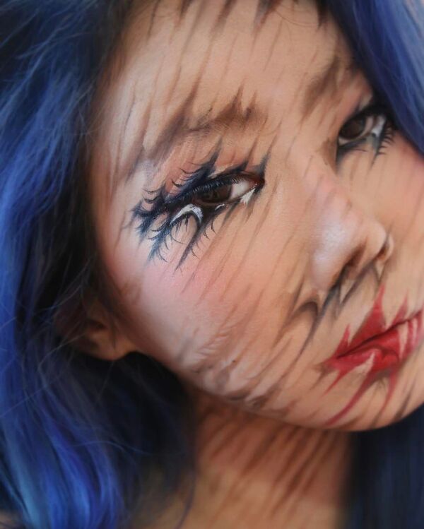 Beautiful Chimera: South Korean Artist Paints Optical Illusions on Her Face - Sputnik International