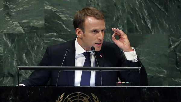 France's President Emmanuel Macron addresses the 73rd session of the United Nations General Assembly, at U.N. headquarters, Tuesday, Sept. 25, 2018. - Sputnik International