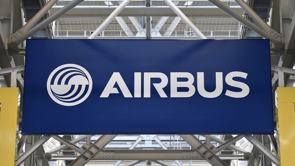 A logo at the Airbus A380 assembly site in Blagnac, southern France, on March 21, 2018 - Sputnik International