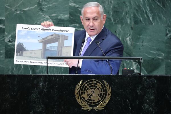 Israeli Prime Minister Benjamin Netanyahu addresses the 73rd session of the United Nations General Assembly at U.N. headquarters in New York Israeli Prime Minister Benjamin Netanyahu addresses the 73rd session of the United Nations General Assembly at U.N. headquarters in New York - Sputnik International
