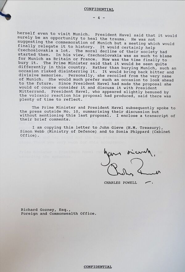 Transcript of a Thatcher-Havel conversation.  - Sputnik International