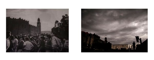 Students at the rally in the Plaza de la Tres Culturas on October 2, 1968. Photo: Oscar Meléndez, UNAM’s library archive / Plaza de las Tres Culturas, 2018. Photo: Eliana Gilet - Sputnik International