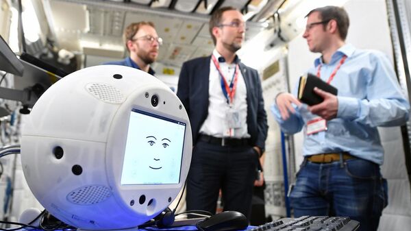 A close-up of CIMON, the Crew Interactive Mobile Companion, an A.I.-equipped robot that is the first of its kind to fly in space. A close-up of CIMON, the Crew Interactive Mobile Companion, an A.I.-equipped robot that is the first of its kind to fly in space. - Sputnik International