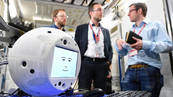 A close-up of CIMON, the Crew Interactive Mobile Companion, an A.I.-equipped robot that is the first of its kind to fly in space. - Sputnik International