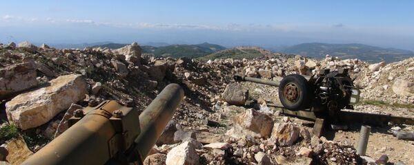 Syrian artillery deployed in northeastern Latakia Syrian artillery deployed in northeastern Latakia - Sputnik International
