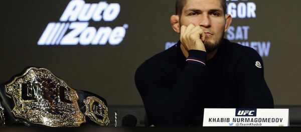 Khabib Nurmagomedov during a press conference for UFC 229 at Radio City Music Hallin New York, Sep. 20, 2018 Khabib Nurmagomedov during a press conference for UFC 229 at Radio City Music Hallin New York, Sep. 20, 2018 - Sputnik International