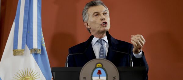 Argentina's President Mauricio Macri speaks from the government house in Buenos Aires, Argentina Thursday, Sept. 27, 2018. Argentina's President Mauricio Macri speaks from the government house in Buenos Aires, Argentina Thursday, Sept. 27, 2018. - Sputnik International