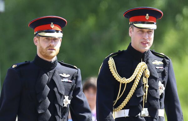 Britain's Prince Harry, left, and best man Prince William arrive for the wedding ceremony at St. George's Chapel in Windsor Castle in Windsor, near London, England, Saturday, May 19, 2018. Britain's Prince Harry, left, and best man Prince William arrive for the wedding ceremony at St. George's Chapel in Windsor Castle in Windsor, near London, England, Saturday, May 19, 2018. - Sputnik International