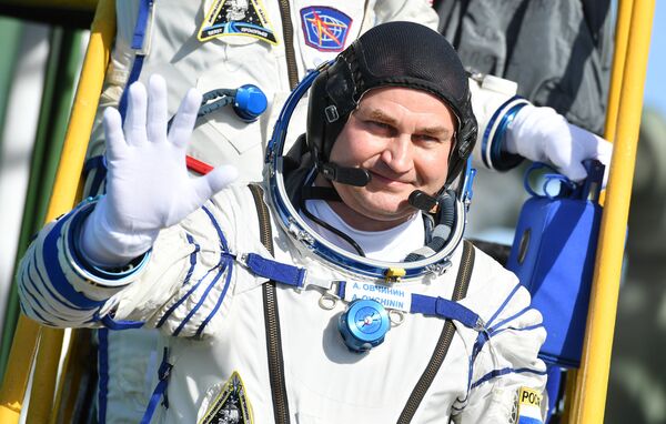 Russian astronaut Alexey Ovchinin Before Start From Baikonur Cosmodrome Russian astronaut Alexey Ovchinin Before Start From Baikonur Cosmodrome - Sputnik International