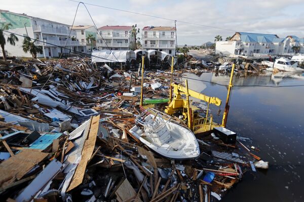 A boat sits amidst debris in the aftermath of Hurricane Michael in Mexico Beach, Fla., Thursday, Oct. 11, 2018. A boat sits amidst debris in the aftermath of Hurricane Michael in Mexico Beach, Fla., Thursday, Oct. 11, 2018. - Sputnik International