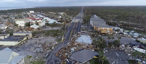 In this image made from video and provided by SevereStudios.com, damage from Hurricane Michael is seen in Mexico Beach, Fla. on Thursday, Oct. 11, 2018. Search-and-rescue teams fanned out across the Florida Panhandle to reach trapped people in Michael's wake Thursday as daylight yielded scenes of rows upon rows of houses smashed to pieces by the third-most powerful hurricane on record to hit the continental U.S. - Sputnik International