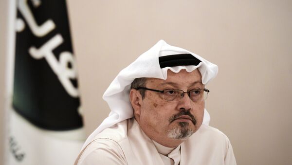 In this file photo taken on December 15, 2014, general manager of Alarab TV, Jamal Khashoggi, looks on during a press conference in the Bahraini capital Manama. - Sputnik International