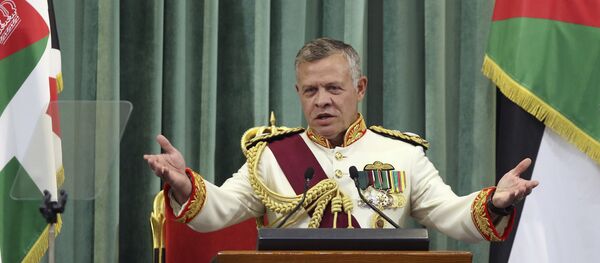 Jordan's King Abdullah II delivers a speech to the parliament, as he opens the third regular session session in the capital Amman on October 14, 2018. Jordan's King Abdullah II delivers a speech to the parliament, as he opens the third regular session session in the capital Amman on October 14, 2018. - Sputnik International