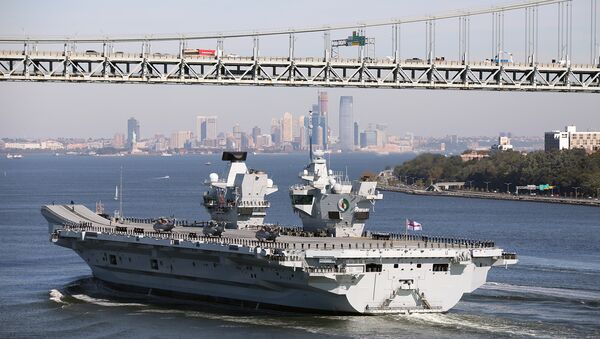Britain's new aircraft carrier, HMS Queen Elizabeth, arrives in New York, US, October 19, 2018 - Sputnik International