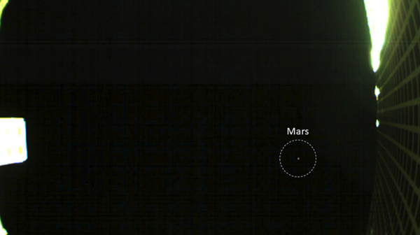 One of NASA's twin MarCO spacecraft took this image of Mars on October 2 -- the first time a CubeSat, a kind of low-cost, briefcase-sized spacecraft -- has done so. One of NASA's twin MarCO spacecraft took this image of Mars on October 2 -- the first time a CubeSat, a kind of low-cost, briefcase-sized spacecraft -- has done so. - Sputnik International