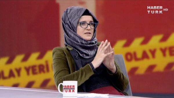 Hatice Cengiz, fiancee of slain Saudi journalist Jamal Khashoggi, during an interview with Turkish broadcaster Haberturk - Sputnik International