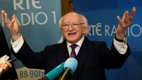 Ireland's presidential candidate President Michael D. Higgins speaks to media after a presidential debate on RTÉ Radio 1 in Dublin - Sputnik International