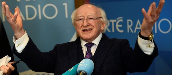 Ireland's presidential candidate President Michael D. Higgins speaks to media after a presidential debate on RTÉ Radio 1 in Dublin - Sputnik International