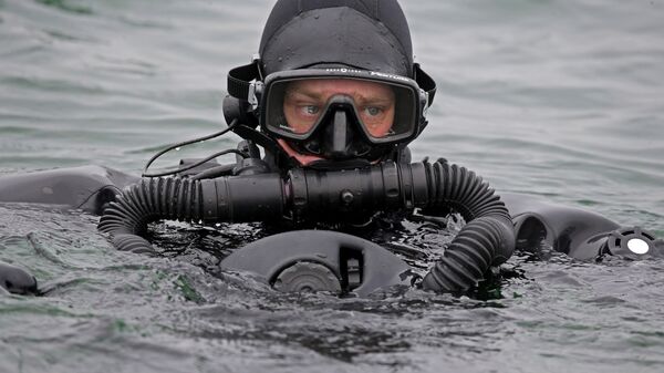A Russian military diver from the anti-sabotage unit of the Baltic Fleet. - Sputnik International