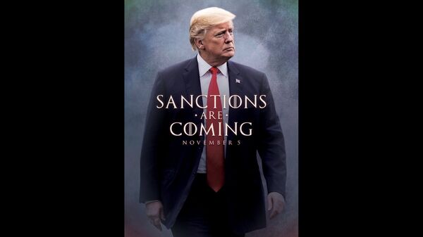 US President Donald Trump tweeted a Game of Thrones-inspired meme promoting his impending sanctions against Iran. - Sputnik International