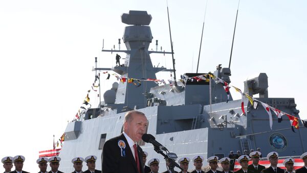 Turkish President Erdogan speaks during a ceremony at a shipyard - Sputnik International