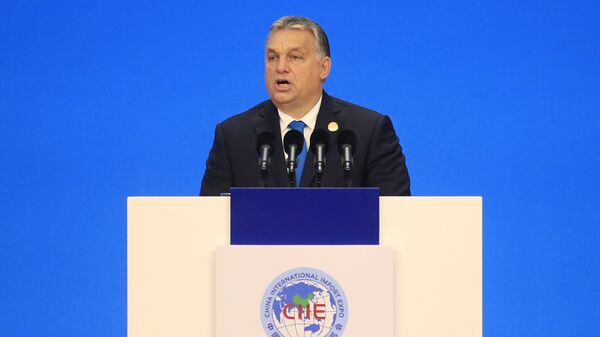 Hungarian Prime Minister Viktor Orban speaks at the opening ceremony of the first China International Import Expo (CIIE) in Shanghai, Monday, Nov. 5, 2018. - Sputnik International