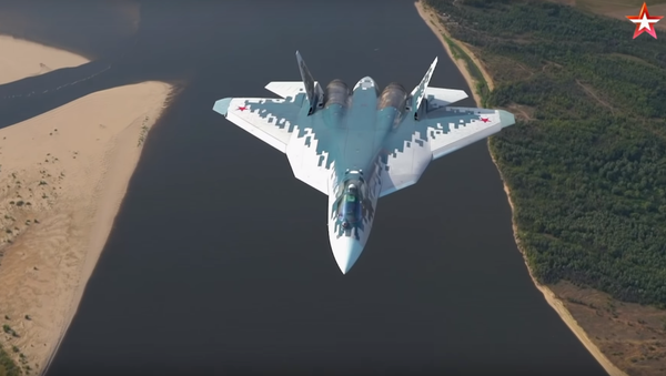 Su-57 test flight over Astrakhan, Russia. - Sputnik International