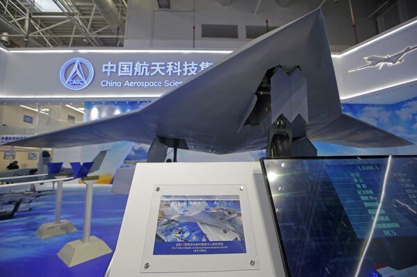 In this Tuesday, Nov. 6, 2018, file photo, China's new-generation stealth unmanned combat aircraft prototype, the CH-7, is displayed during the 12th China International Aviation and Aerospace Exhibition, also known as Airshow China 2018, in Zhuhai city, south China's Guangdong province.  - Sputnik International