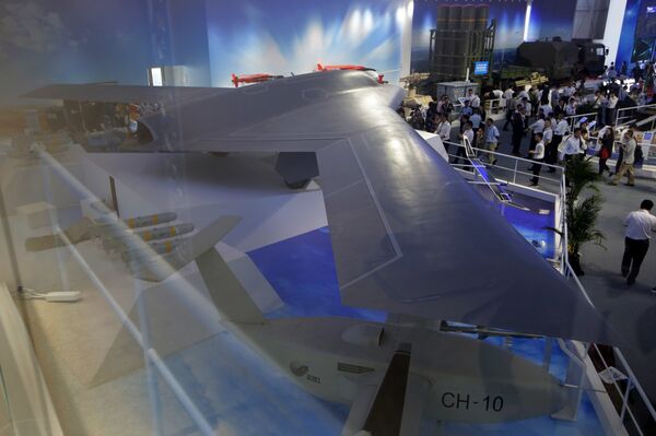 CH-7 China new-generation stealth unmanned combat aircraft prototype is displayed during the 12th China International Aviation and Aerospace Exhibition, also known as Airshow China 2018, Tuesday, Nov. 6, 2018, in Zhuhai city, south China's Guangdong province. - Sputnik International
