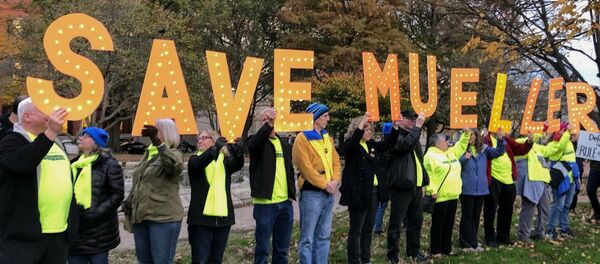 Protesters near the White House hold letters spelling Save Mueller after President Trump replaced Attorney General Jeff Sessions with Mathew Whitaker, who has expressed hostility to the Russia probe. Protesters near the White House hold letters spelling Save Mueller after President Trump replaced Attorney General Jeff Sessions with Mathew Whitaker, who has expressed hostility to the Russia probe. - Sputnik International