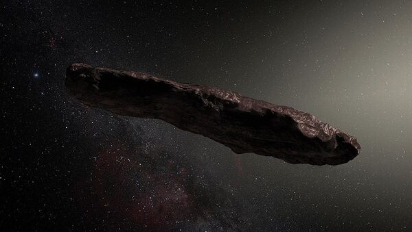Artist's impression of ʻOumuamua, the first known interstellar object to pass through the Solar System - Sputnik International