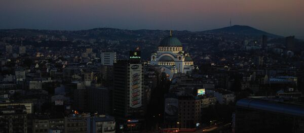 Belgrade panorama with one of the main feature this capital city, Catedral of Saint Sava. It represents an Orthodox church, the largest in the Balkans. - Sputnik International