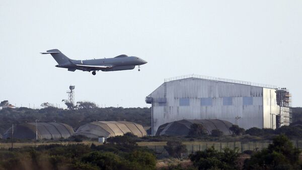 An aircraft takes off from royal air forces base in Akrotiri, near costal city of Limassol, Cyprus, on Thursday, April 12, 2018 - Sputnik International