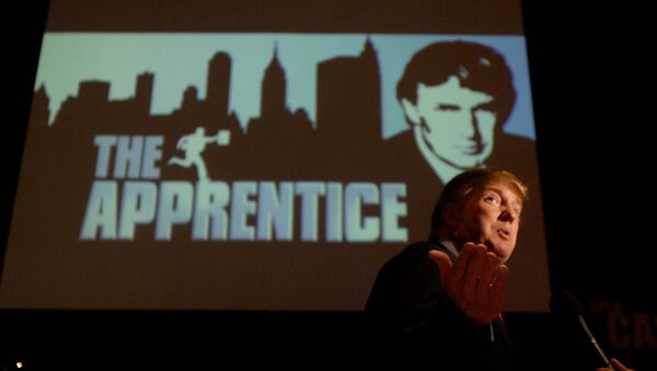 Donald Trump, seeking contestants for The Apprentice television show, is interviewed at Universal Studios Hollywood Friday, July 9, 2004, in the Universal City section of Los Angeles. - Sputnik International