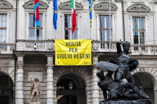 Truth for Giulio Regeni banner on the façade of Palazzo Civico (Turin Town Hall). (File photo). Truth for Giulio Regeni banner on the façade of Palazzo Civico (Turin Town Hall). (File photo). - Sputnik International