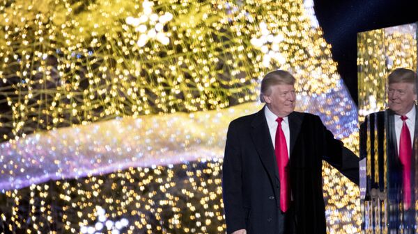 President Donald Trump stands on stage after lighting the 2017 National Christmas Tree on the Ellipse near the White House, Thursday, Nov. 30, 2017, in Washington. - Sputnik International