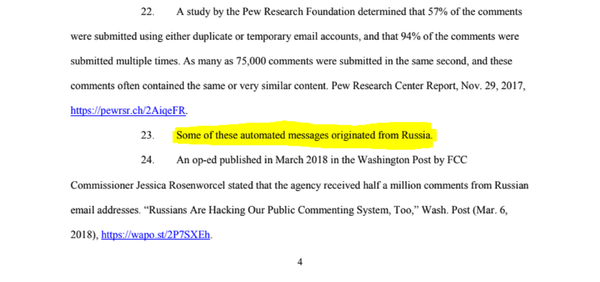 Complaint filed by the New York Times on September 20 alleges that some of the fake comments issued during the Federal Communications Commissions public commenting period originated in Russia. - Sputnik International